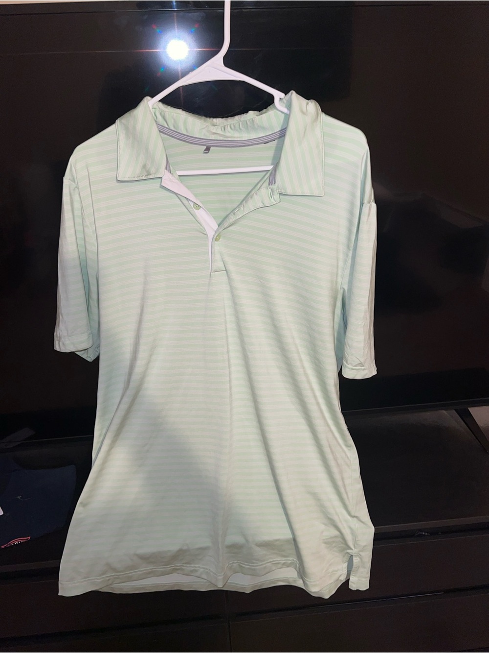 adidas Mint Green Striped Polo Shirt